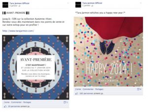 Sur la page Facebook, l'accent est davantage mise sur la vente privée en avant première. Un moyen d'attirer du trafic en boutique, mais aussi d'annoncer la couleur avec les soldes qui arrivent.